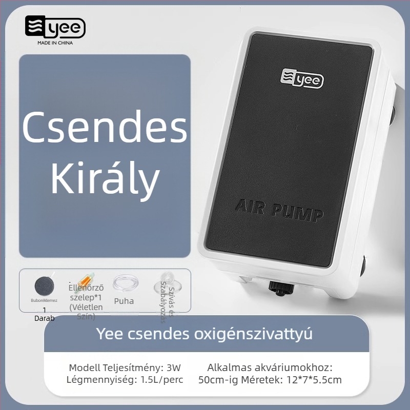 Yee akváriumi oxigénpumpa, csendes, otthoni használatra (Márka: Yee; Zaj: csendes; Alkalmazás: otthoni használat; Akvárium)