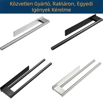 Rozsdamentes acél törölközőtartó, falra szerelhető, öntapadós, egyrúd és kétsrúd kivitel, modern minimalist dizájn, teherbírás 10 kg