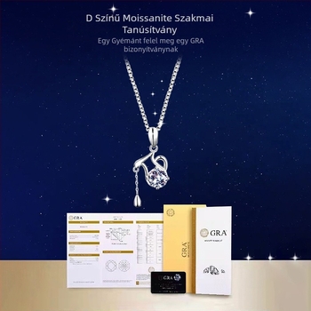 Moissanit Zodiákus nyaklánc, 925-ös ezüstből, dupla rétegű doboz lánccal