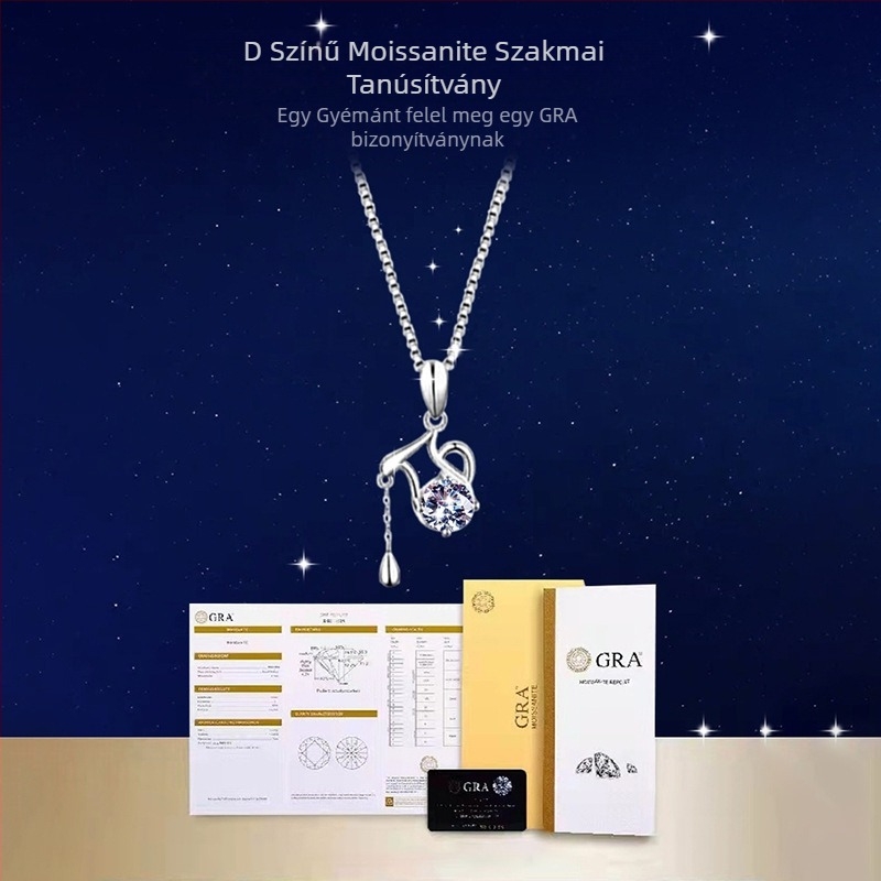 Moissanit Zodiákus nyaklánc, 925-ös ezüstből, dupla rétegű doboz lánccal