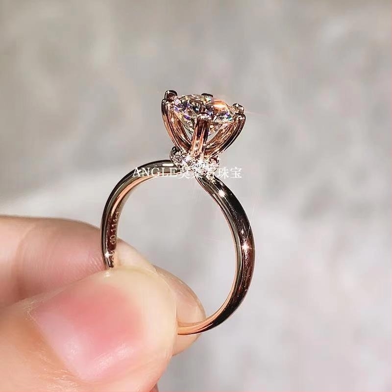 Gyűrű hatszögű foglalattal, Moissanite 2 karát, hópehely szív dizájn, magas beállítás
