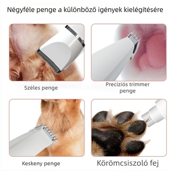 4-in-1 kisállatgondozó készlet: elektromos kutyavágó, mancs szőrtrimelő, elektromos körömcsiszoló macskáknak, ápolási készlet