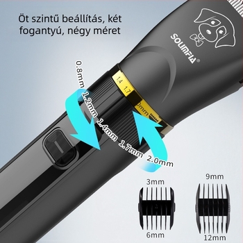 Solimpia elektromos kisállat-szőrnyíró – kutyáknak és macskáknak, ABS ház, pedikűr és lábápolás