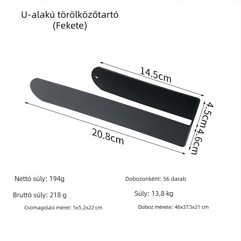 304 rozsdamentes acél papírtörlő tartó, matt felület, fúrás nélküli rögzítés erős ragasztóval, 1 szint, teherbírás 5 kg