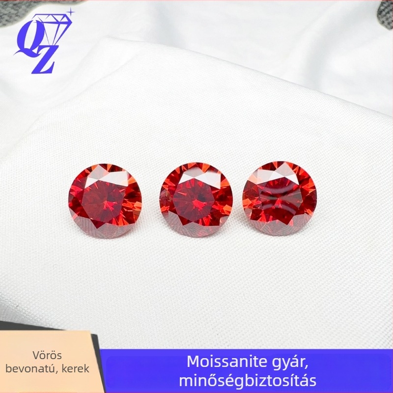 Moissanit nyolc szív és nyolc nyíl, szabad kő, piros bevonattal, 0,5–3 karát, közvetlen gyári forrás, beépítés lehetséges
