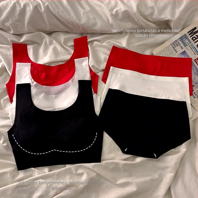 Japán stílusú kényelmes vezeték nélküli push-up melltartó készlet, varrás nélküli, sportmelltartó és alsónemű nőknek