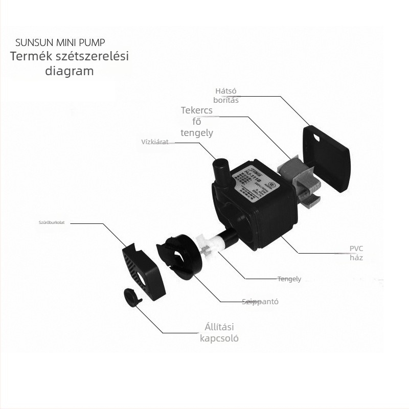 Mini merülőpumpa akváriumhoz — USB, keringő vízszivattyú, csendes és energiatakarékos; nem importált, súly 0.2
