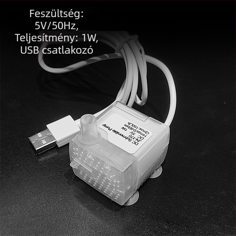 Mini merülőpumpa akváriumhoz — USB, keringő vízszivattyú, csendes és energiatakarékos; nem importált, súly 0.2