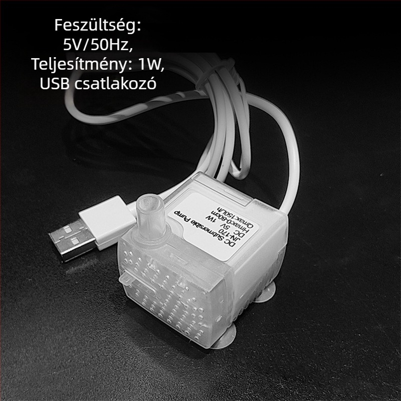 Mini merülőpumpa akváriumhoz — USB, keringő vízszivattyú, csendes és energiatakarékos; nem importált, súly 0.2