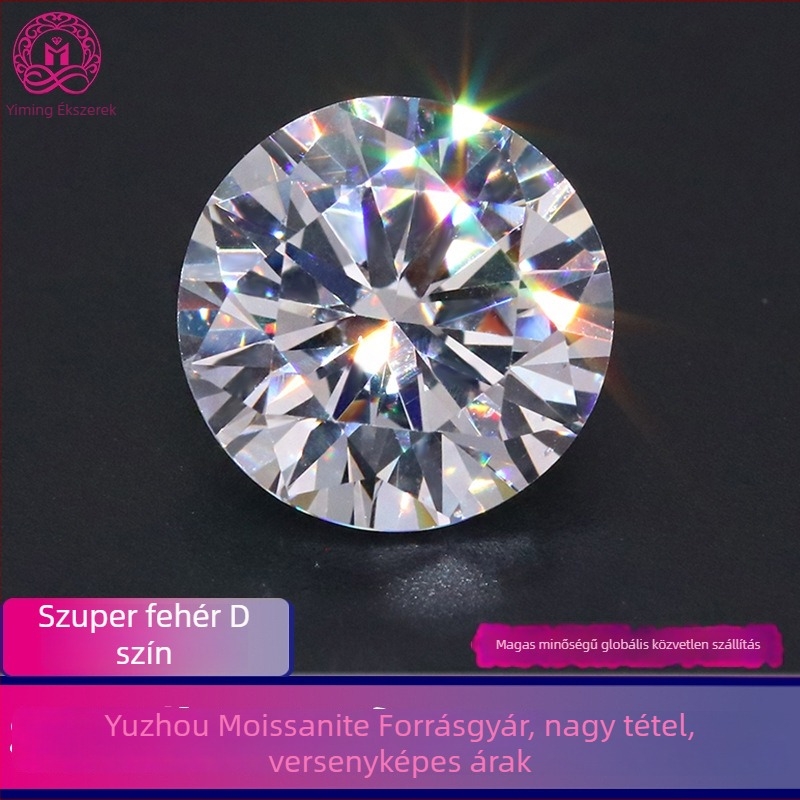 Kiváló minőségű szuper fehér Moissanite D színű, szabad kő, 3EX vágás, VVS1, kerek formájú, nyolc szív nyolc nyíl