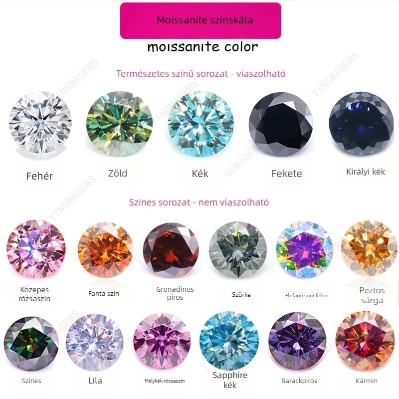 Kiváló minőségű szuper fehér Moissanite D színű, szabad kő, 3EX vágás, VVS1, kerek formájú, nyolc szív nyolc nyíl
