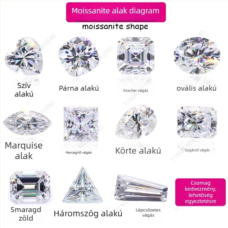 Kiváló minőségű szuper fehér Moissanite D színű, szabad kő, 3EX vágás, VVS1, kerek formájú, nyolc szív nyolc nyíl