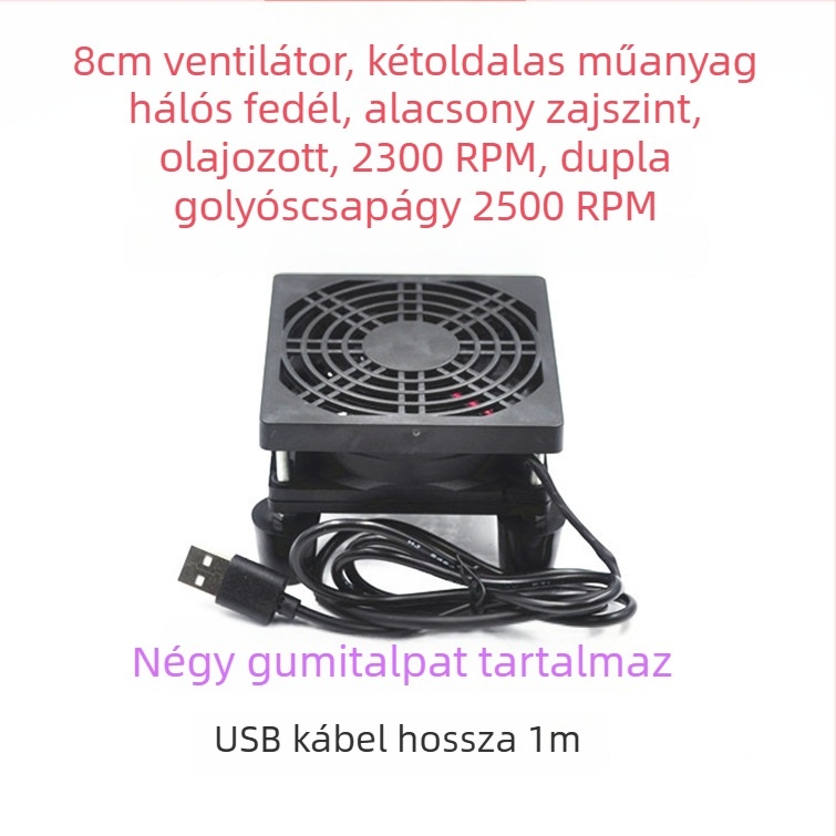 Hűtőventilátor routerekhez és set-top boxokhoz, modell 12025, 5V, 2300 RPM, olajcsapágy