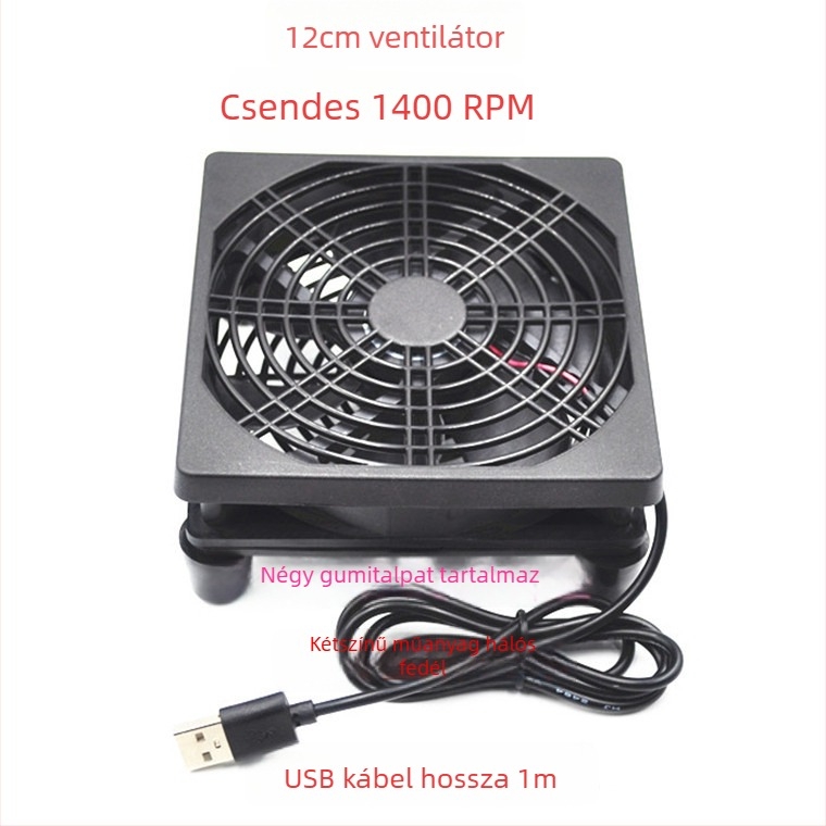 Hűtőventilátor routerekhez és set-top boxokhoz, modell 12025, 5V, 2300 RPM, olajcsapágy