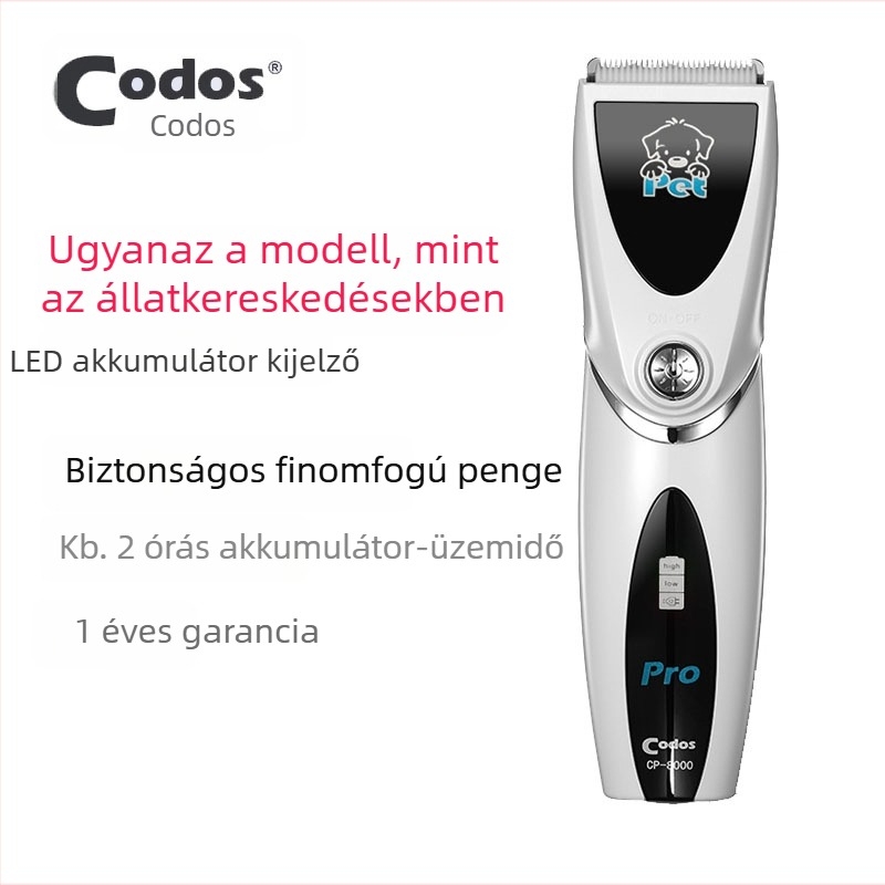 Kutyák és macskák számára készült elektromos hajvágó, ABS testű Cortez márka