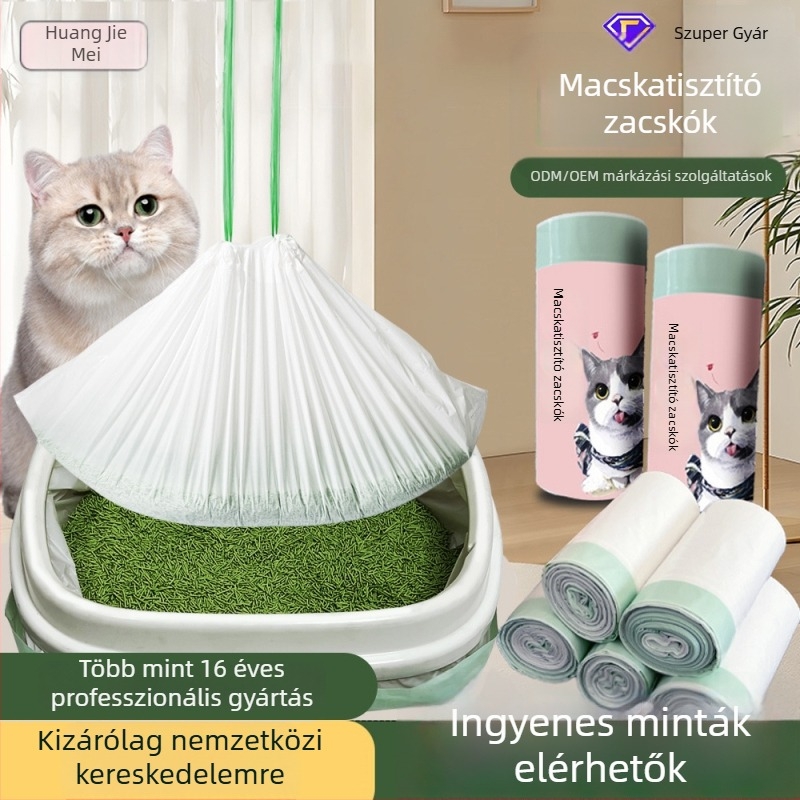 Macska WC-hez készült szemeteszacskók - vastagított PE, tekercselt kialakítás, Emperor Jiesmei márka