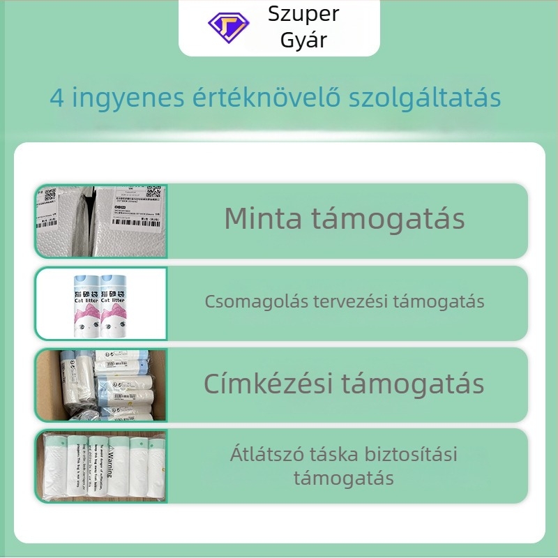 Macska WC-hez készült szemeteszacskók - vastagított PE, tekercselt kialakítás, Emperor Jiesmei márka