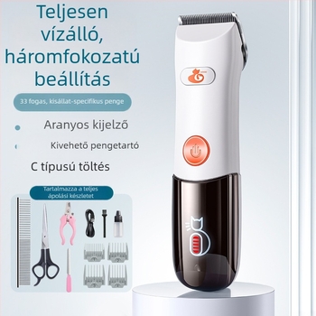 Vízálló elektromos háziállat-szőrtvágó, kutyáknak és macskáknak, erős trimmelő a szőrzet ápolásához