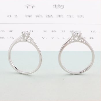 JZ048 platina bevonatú gyűrű, solitaire cirkóniával 0,30–0,50 ct, nőknek, eljegyzési ékszer