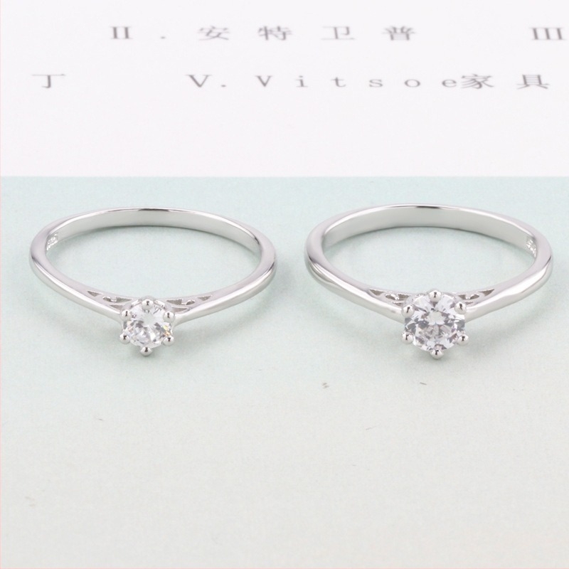 JZ048 platina bevonatú gyűrű, solitaire cirkóniával 0,30–0,50 ct, nőknek, eljegyzési ékszer
