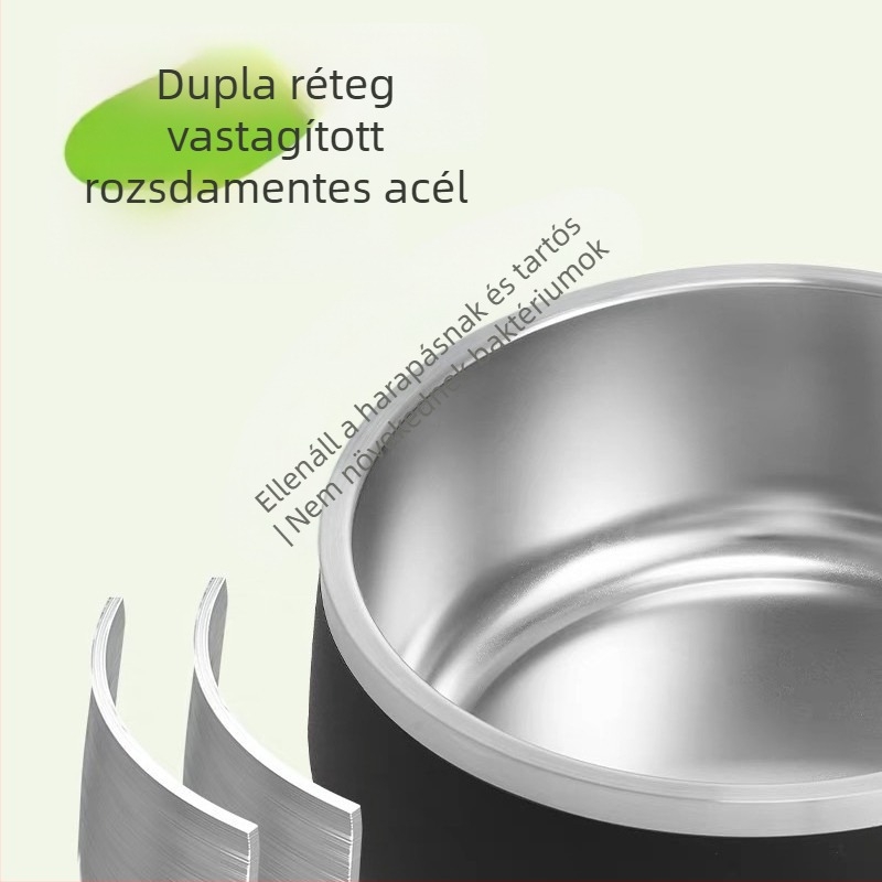 Rozsdamentes acélból készült kutyaetető tál automatikus etetéssel, anti-tip dizájnnal és könnyen tisztítható, kis testű kutyáknak