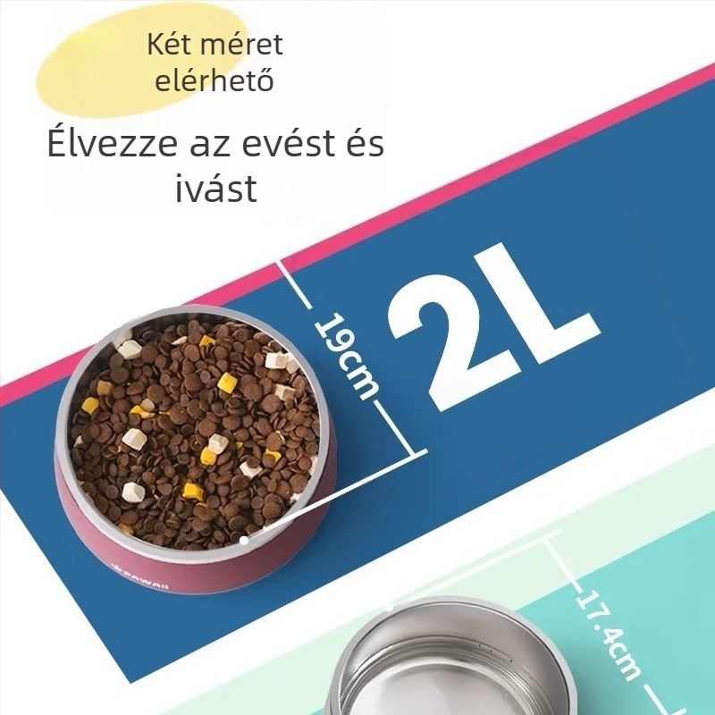 Rozsdamentes acélból készült kutyaetető tál automatikus etetéssel, anti-tip dizájnnal és könnyen tisztítható, kis testű kutyáknak