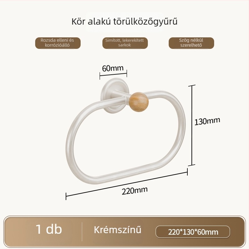 Fali törölközőtartó fürdőszobába, falra szerelhető, fúrás nélkül, ABS anyag, Bake Paint felület, teherbírás 10 kg, 1 szint, összecsukható, csúszásmentes