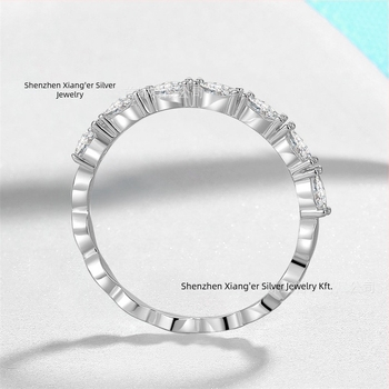 Női geometrikus gyűrű fehér réz cirkóniával, koreai stílus, testreszabható