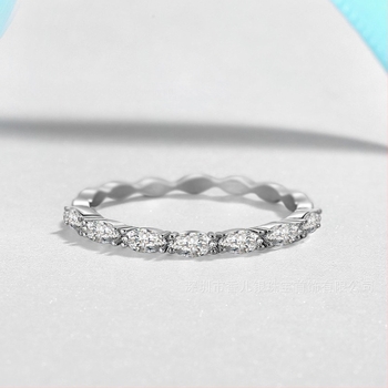 Női geometrikus gyűrű fehér réz cirkóniával, koreai stílus, testreszabható