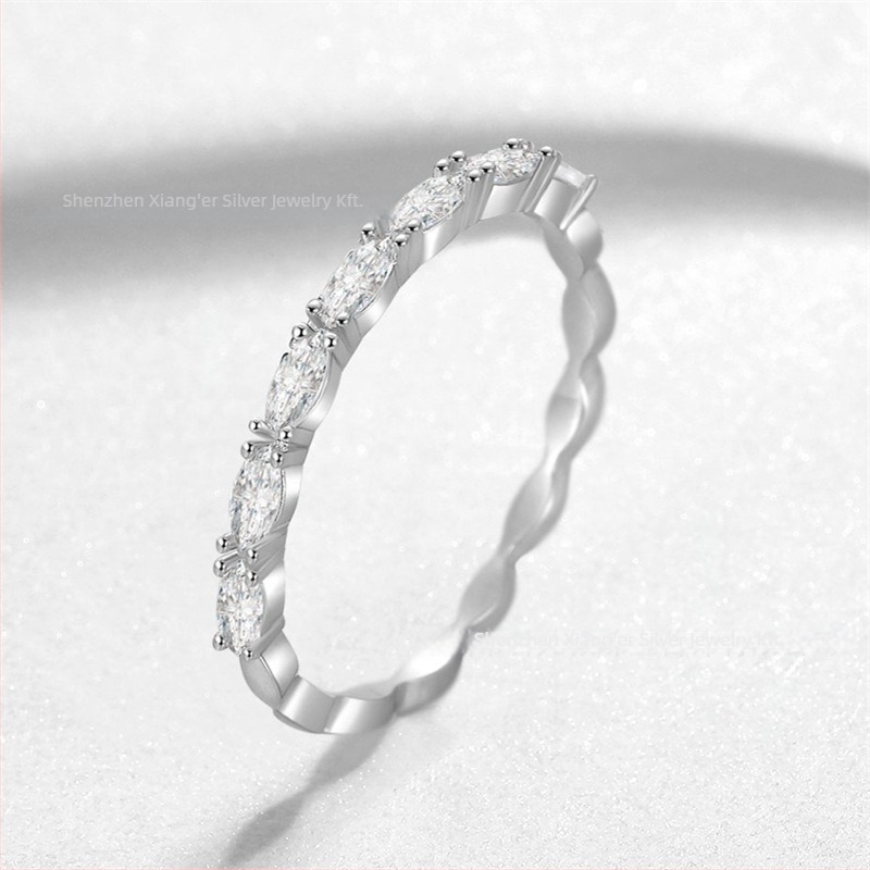 Női geometrikus gyűrű fehér réz cirkóniával, koreai stílus, testreszabható