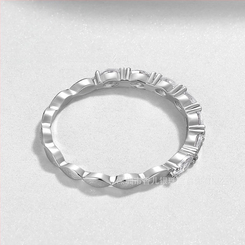 Női geometrikus gyűrű fehér réz cirkóniával, koreai stílus, testreszabható