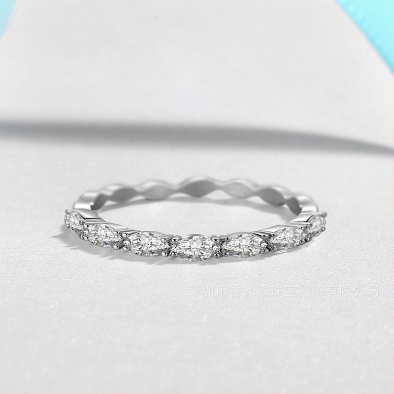 Női geometrikus gyűrű fehér réz cirkóniával, koreai stílus, testreszabható