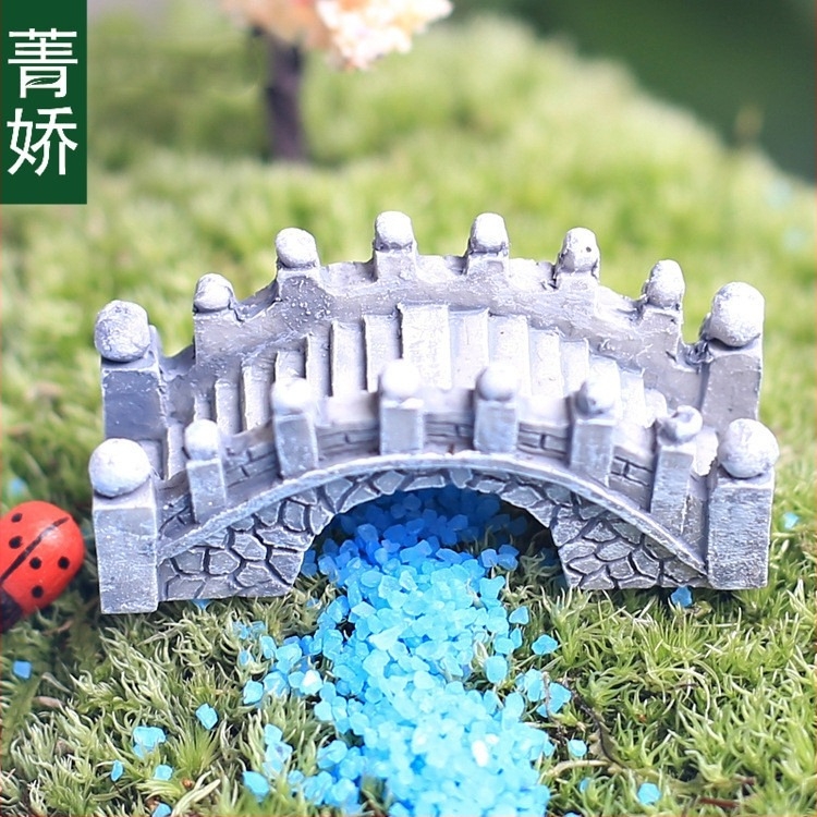 Jing Jiao műgyanta mini íves híd mohós mikro tájhoz - pastoral stílus, festett felület