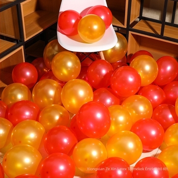 Latex díszítő lufi, kör alakú, nyomtatott logóval, 100 darabos csomag