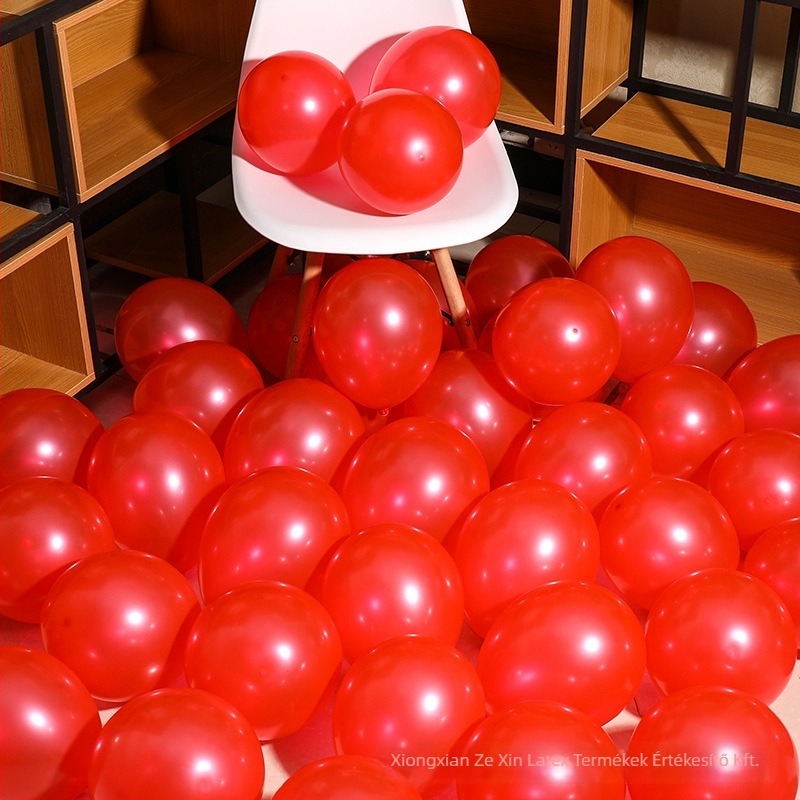 Latex díszítő lufi, kör alakú, nyomtatott logóval, 100 darabos csomag