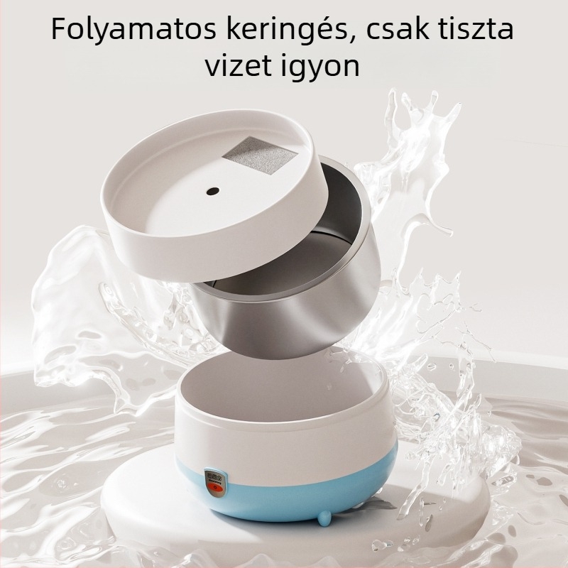 Macska víztál hőmérséklet-szabályozással, automatikus rozsdamentes acél tál cirkulációval és fűtéssel