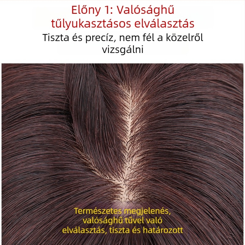 Parukadarab valódi emberi hajból, egyenes, modell White Diamond hair replacement piece, nőknek, hővel festhető