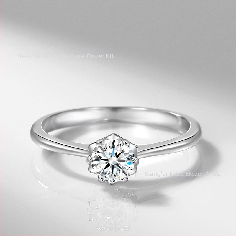 JZ384 Női gyűrű szimulált gyémánttal, egyszerű foglalat, 0,45 ct cirkón, koreai stílus