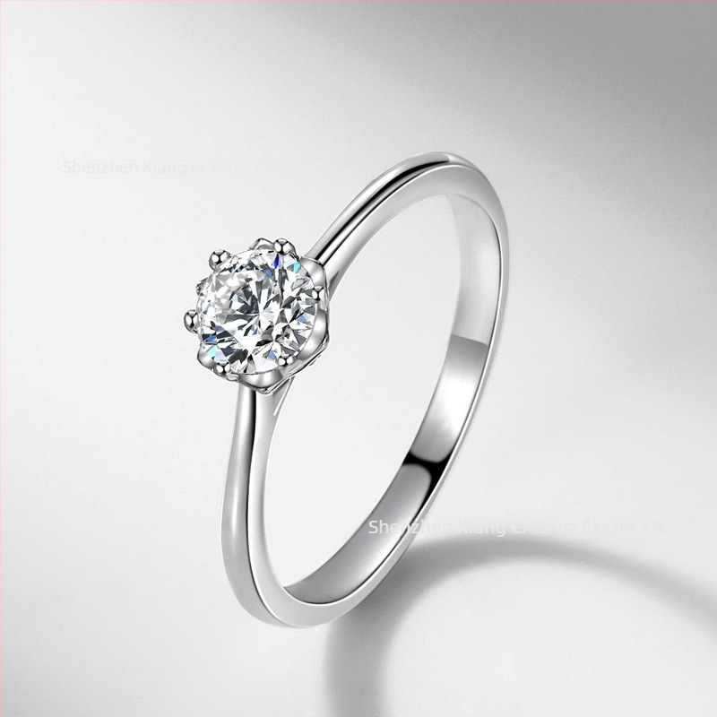 JZ384 Női gyűrű szimulált gyémánttal, egyszerű foglalat, 0,45 ct cirkón, koreai stílus