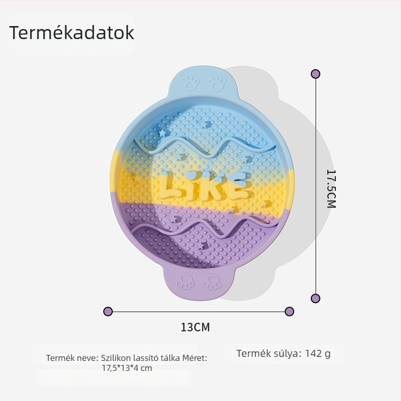 Szilikonból készült etetőtál házi kedvencnek, lassú etetéssel, felborulás elleni és csúszásmentes kialakítással, macskáknak és kutyáknak