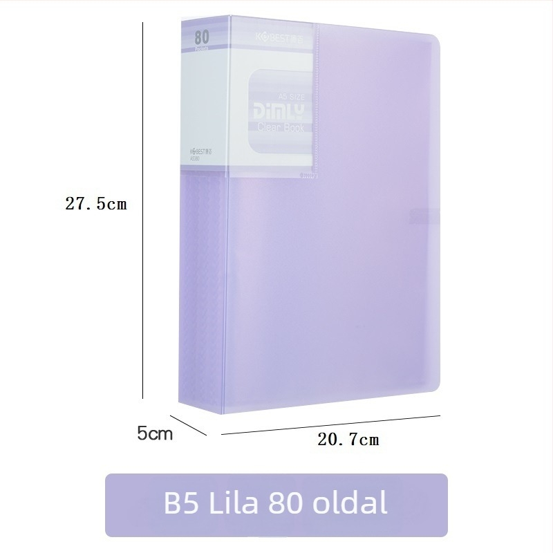 PP információs mappa átlátszó belső oldalakkal, modell A4220-4210, 20–100 oldal, vastagság 2.5–6.0 cm, márka KOBEST Kangbai