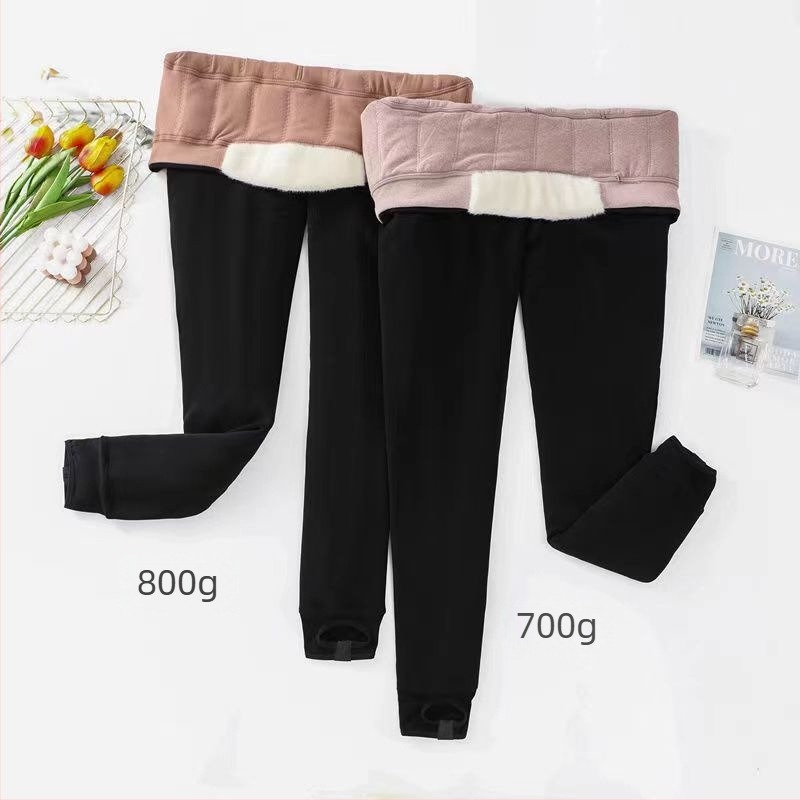Kismama vastag fleece-béléssel ellátott leggings, magas derekú, pocak-támogatással, fekete
