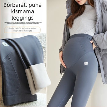 Terhesnadrág hasi támasztással, fleece belső bélés, nylon anyag 70–80%, croppált szárú, magas rugalmasság