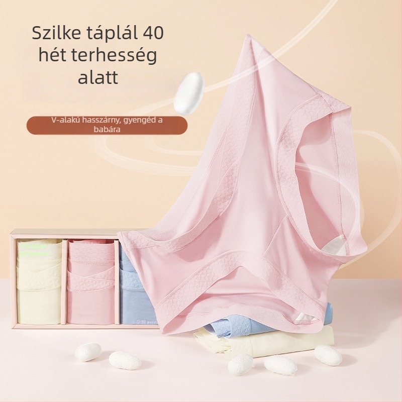 Terhességi női fehérnemű, alacsony derekú, hasi támasz, lélegző viszkóz anyag (80–90%), antibakteriális intim zóna