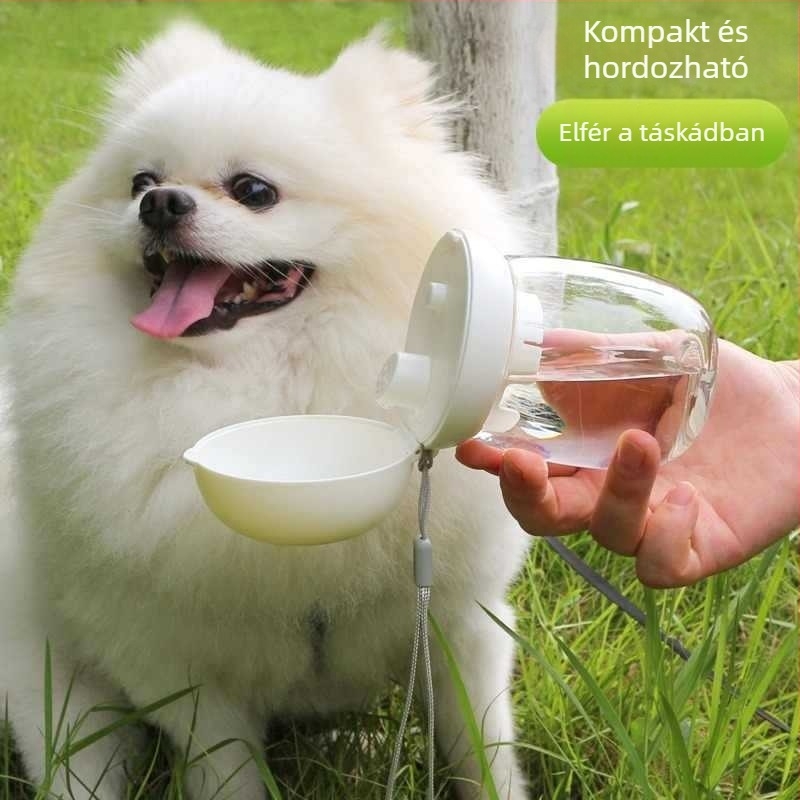 Kutyáknak készült hordozható vízcsésze, kültéri sétákhoz kis fajták számára (Pomerániai törpe, Bichon Frisé), utazási vízcsésze