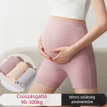 Kismama háromnegyedes hosszúságú nadrág pamut jacquard anyagból, 95% pamut, hasi támasz, magas rugalmasság