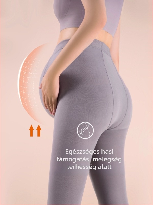 Terhességi kötött leggings tavasz-őszi-téli szezonokra, fleece-bevonatú és vastag velúr talppal, modell 8271
