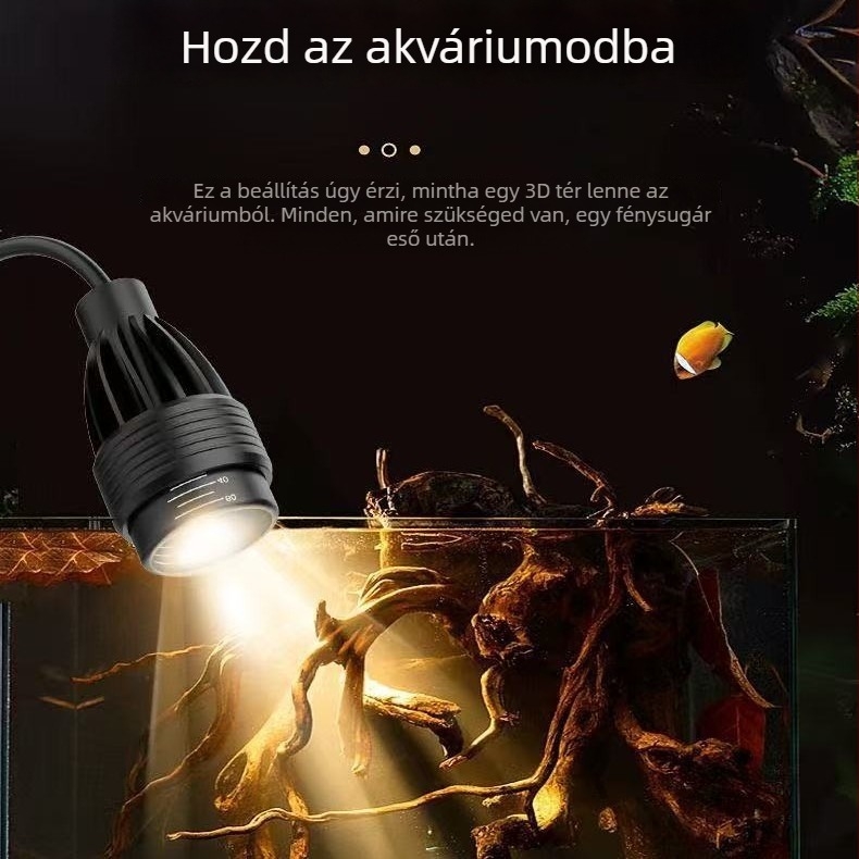 Zoomoló LED-akvarisztikai világítás vízi növényekhez, alumíniumötvözet, 8–18W/22W, 386 g