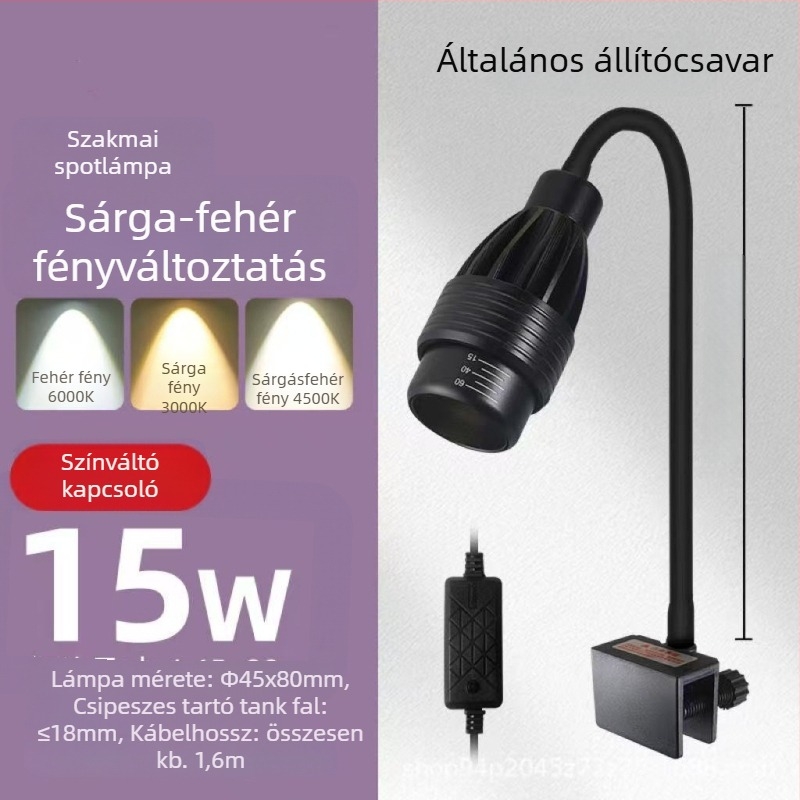 Zoomoló LED-akvarisztikai világítás vízi növényekhez, alumíniumötvözet, 8–18W/22W, 386 g