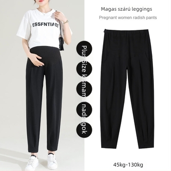 Kismama nadrágok, tavasz–ősz, harém-stílus, 9/10 hossz, hasi támogatás, nylon